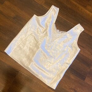 Vintage ESCAPADES Bridal White SATEEN SATIN CAMI CAMISOLE NEGLIGEE LINGERIE SZ L